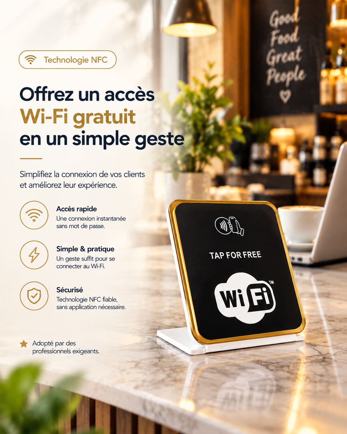 Présentoirs NFC WiFi, PayPal et site web – Cardavis