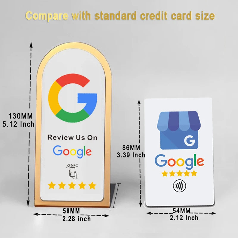 Présentoir NFC arrondi avis Google, vue 2 – Cardavis