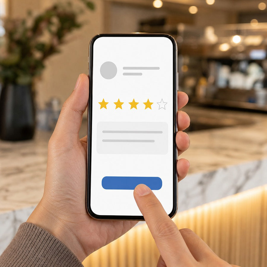 La page d'avis s'ouvre sur le smartphone du client – Cardavis