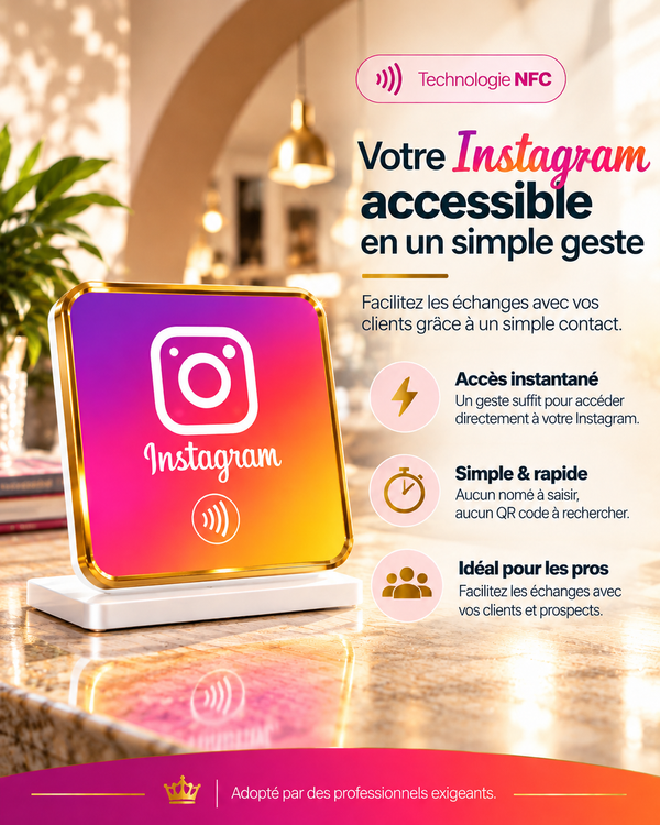 Présentoir de table NFC Instagram à contour doré : votre Instagram accessible en un geste – Cardavis