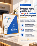 Présentoir de table NFC double puce avis Google + Facebook – Cardavis