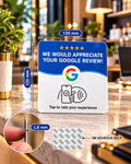 Plaque NFC avis Google autocollante, dimensions 120 × 120 mm, épaisseur 1,8 mm, dos adhésif 3M – Cardavis
