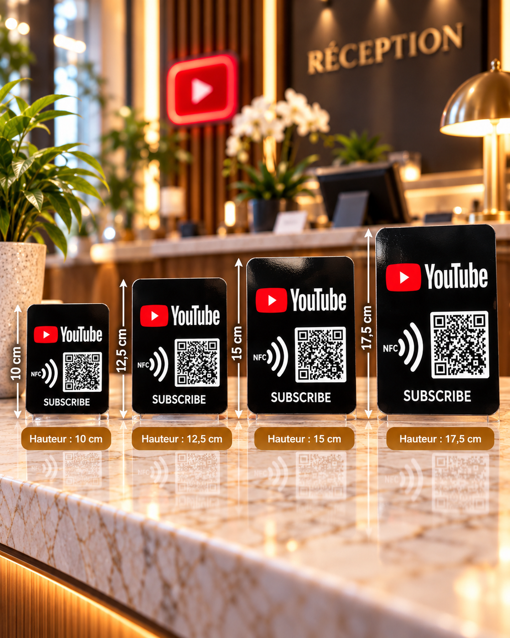 Autocollant NFC + QR code YouTube, 4 tailles de 10 à 17,5 cm – Cardavis