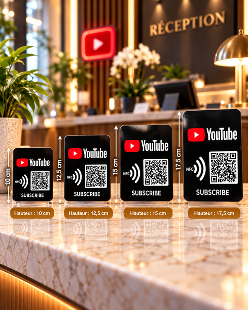 Autocollant NFC + QR code YouTube, 4 tailles de 10 à 17,5 cm – Cardavis