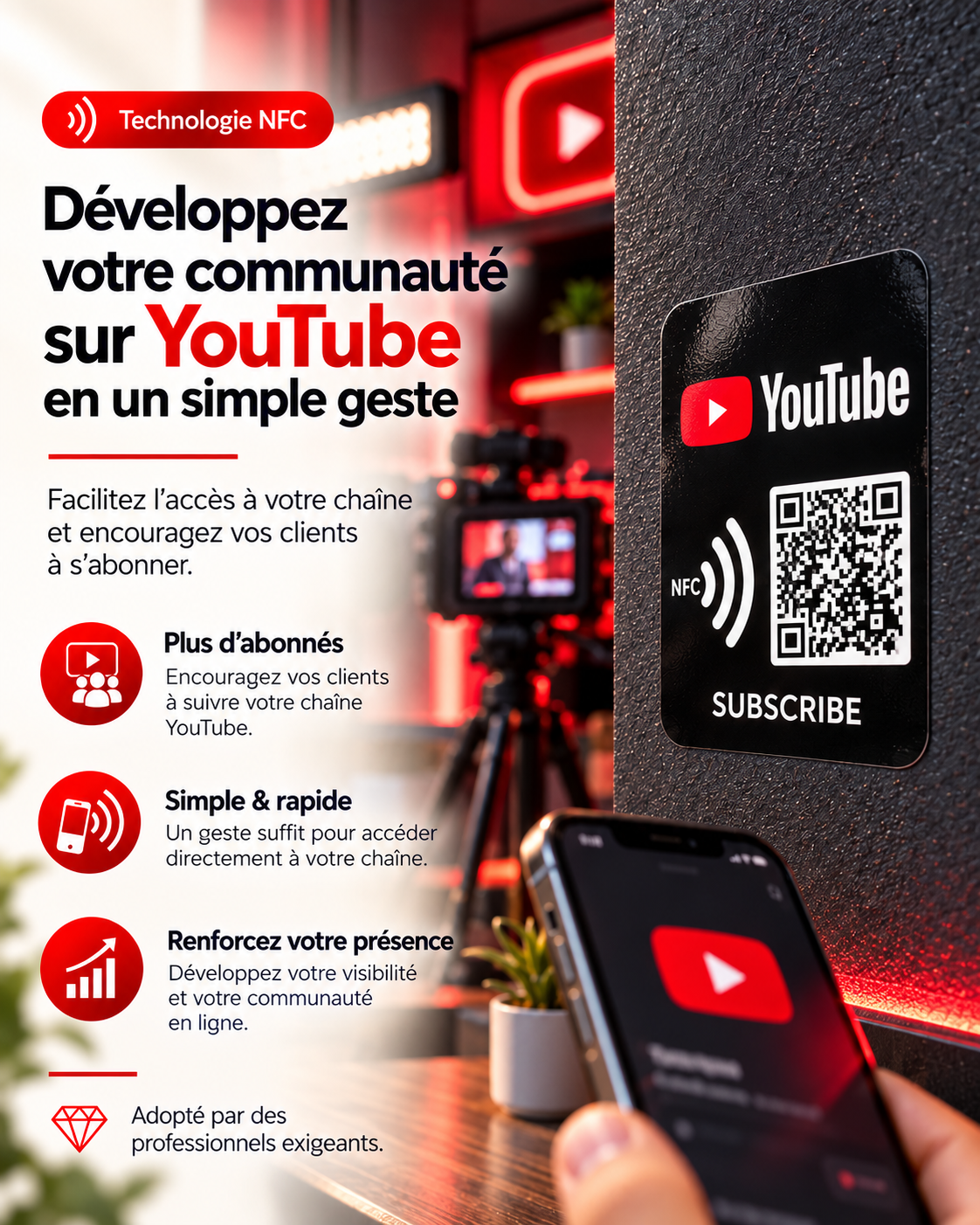 Autocollant NFC + QR code YouTube – Cardavis