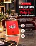 Présentoir de table NFC avis Yelp à contour doré – Cardavis
