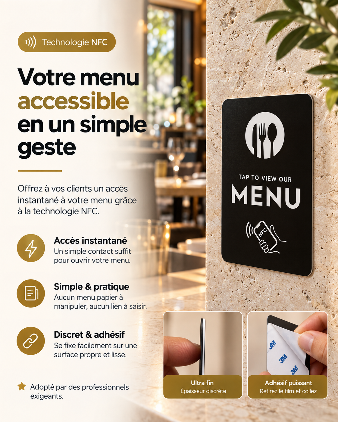 Carte menu NFC adhésive format carte de crédit – Cardavis
